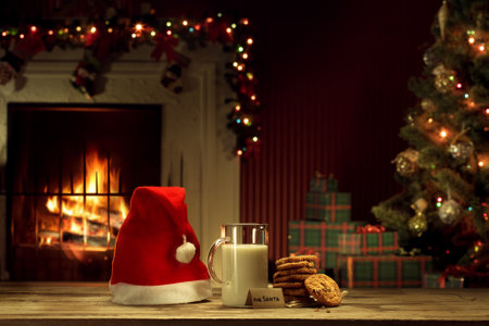 close up view of glass of milk with cookies on color backの写真素材