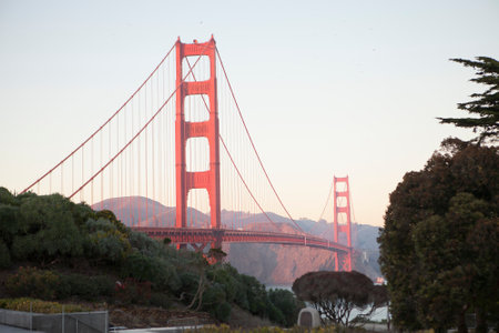 Panoramic view of golden gate bridge san Franciscoの写真素材