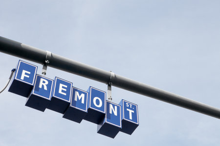 Fremont street sign close up in Las Vegas, Nevadaの写真素材