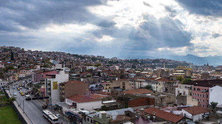 Izmir, Turkey - October, 2017 : view of Ikicesmelik street and Kemeralti district in Izmir.のeditorial素材