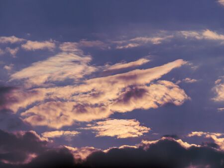 Dark sky with heavy and rainy clouds. Sky background.