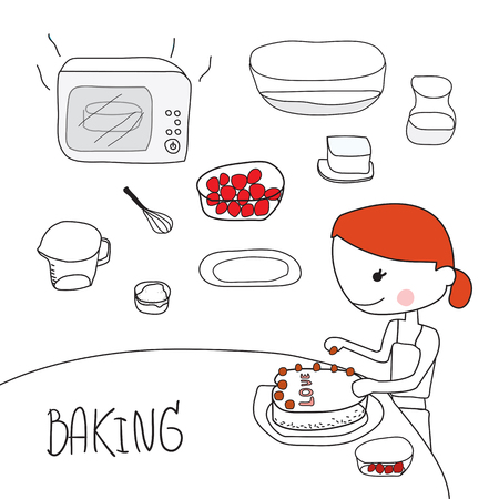 Baking time illustration on white backgroundのイラスト素材