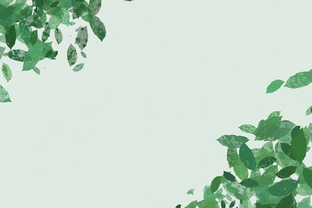 Leaf frame on white paper backgroundの写真素材