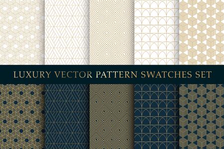 Golden luxury vector swatches pattern setのイラスト素材