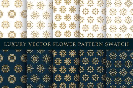 Golden luxury vector swatches pattern packのイラスト素材