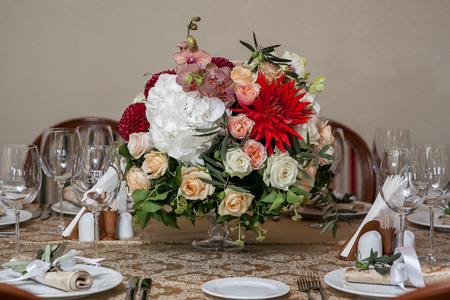 the Table in the restaurant servedの写真素材