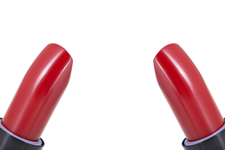 the Red lipstick isolated on white backgroundの写真素材