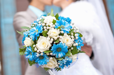 The bride holds the beautiful wedding bouquetの写真素材