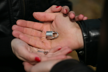 Wedding couple holding hands. bride and groomの写真素材