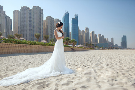 Bride At Beautiful Beach Wedding sunny dayの写真素材