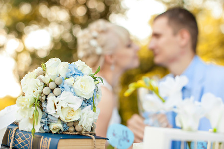shadows of the bride and groom. weddingの写真素材