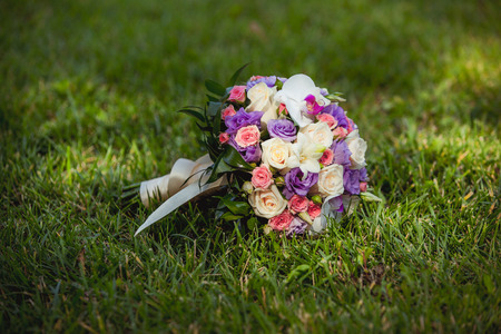 the beautiful wedding bouquet for the brideの写真素材