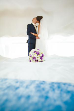 shadows of the bride and groom. weddingの写真素材