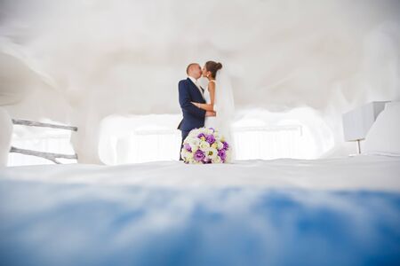 shadows of the bride and groom. weddingの写真素材