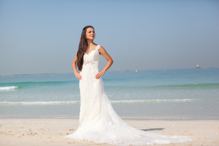 Bride At Beautiful Beach Wedding sunny dayの写真素材