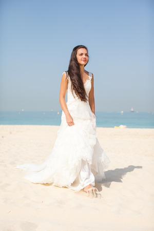 Bride At Beautiful Beach Wedding sunny dayの写真素材