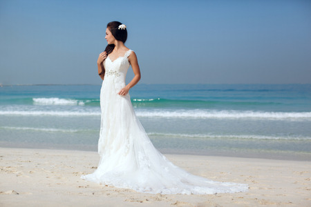 Bride At Beautiful Beach Wedding sunny dayの写真素材