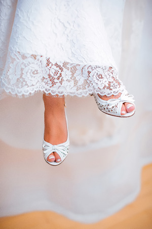 beautiful wedding shoes of the bride.の写真素材