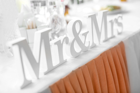 Mr and Mrs signの写真素材