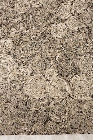 brown background paper. circles or flowers out of paperの写真素材