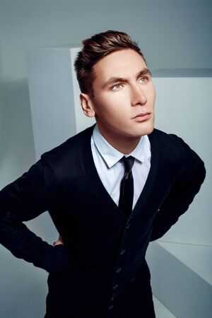 Fashion Shot of a young man in suit.   Portrait of  young businessmanの写真素材