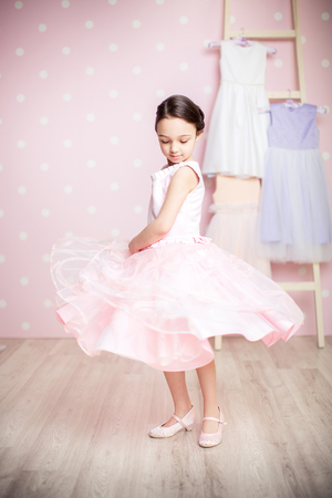 cute smiling little girl in princess dressの写真素材
