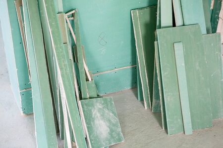 the remains of the drywall. repairs in the house.の写真素材
