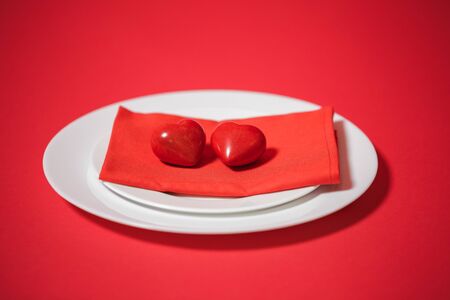 red heart on a plate. Valentines dayの写真素材