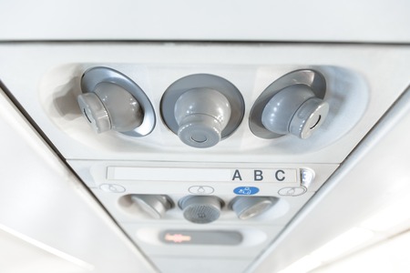 Overhead console in the modern passenger aircraftの写真素材
