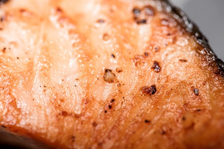 Grilled salmon and spices. close up