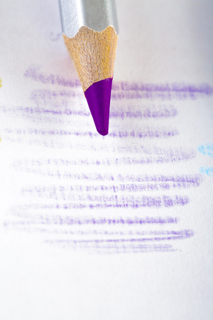 Colorful pencil drawing and pencil on white backgroundの写真素材