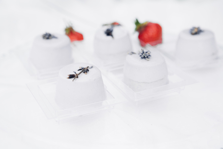 Candy bar on nature. Delicious cakesの写真素材