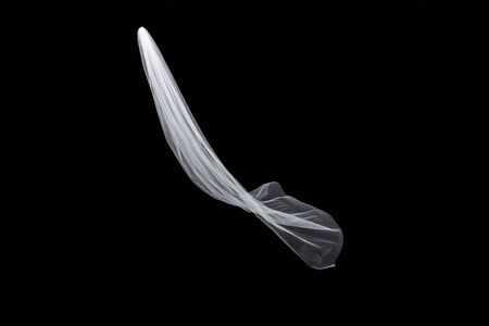 wedding white Bridal veil isolated on black backgroundの写真素材