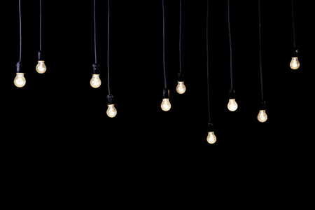 light bulbs on a black background