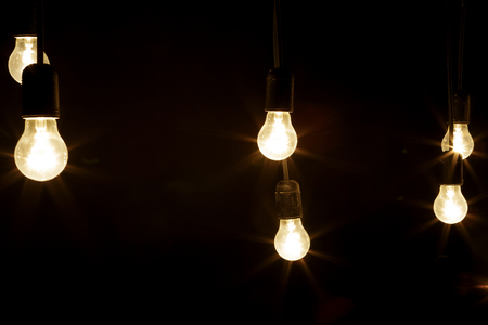 light bulbs on a black backgroundの写真素材