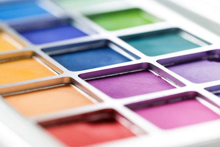 pallet of colored eye shadows, texture. Shallow depth of fieldの写真素材