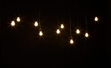 light bulbs on a black backgroundの写真素材