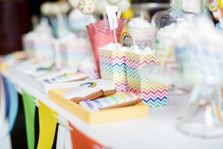 Bright colorful rainbow candy barの写真素材