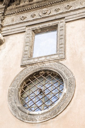 lattice window in the wallの写真素材