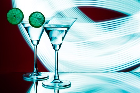 silhouette of  glasses in  nightclubの写真素材