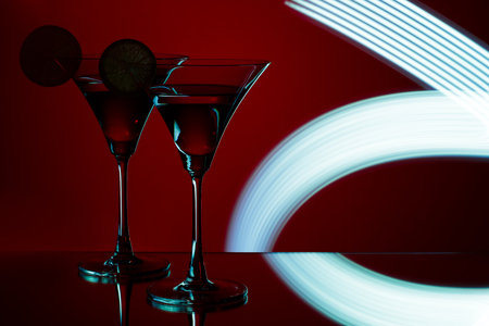 silhouette of  glasses in  nightclubの写真素材