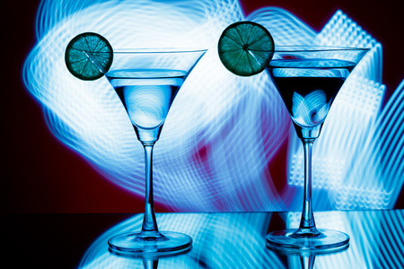 silhouette of  glasses in  nightclubの写真素材