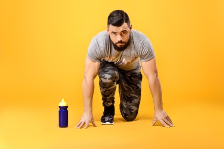 strong man ready to runの写真素材