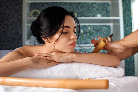 young woman in spa salon.の写真素材