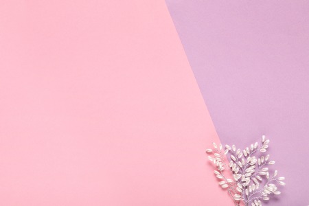 pearl necklace on a blue and pink backgroundの写真素材