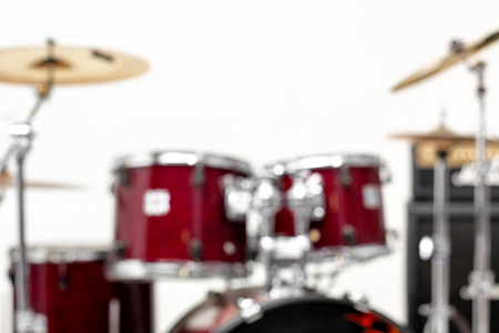 blur background of drum set on white background .