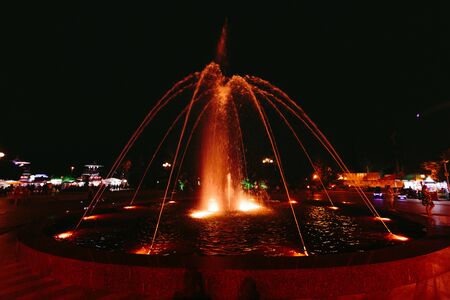 BATUMI, GEORGIA - September 11, 2018: illuminated Batumi Boulevard Dancing Fountain in Batumiのeditorial素材