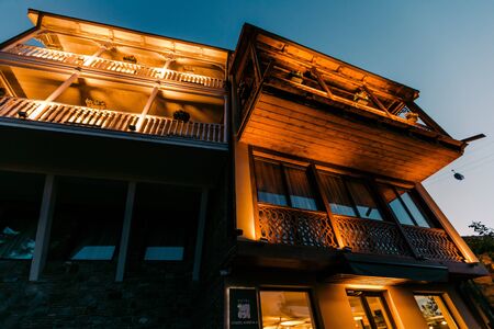 Tbilisi, Georgia - September 16, 2018: Night view of old city of Tbilisi, Georgiaのeditorial素材