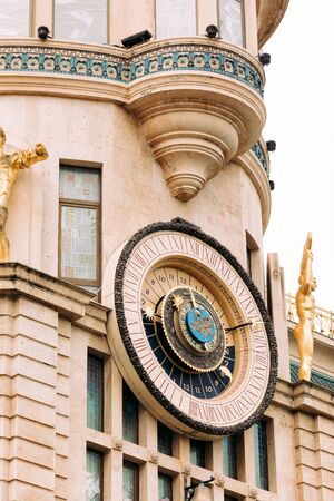 BATUMI, GEORGIA - September 10, 2018: Astronomical clock on the building facade in Batumi, Georgia.のeditorial素材