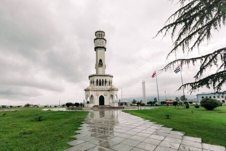 BATUMI, GEORGIA - September 10, 2018: Chacha Tower in the daytime in Batumi, Georgia. The fountain with the chachaのeditorial素材